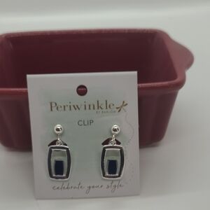 Periwinkle by Barlow Silver and Black Geometric Clip Earrings
